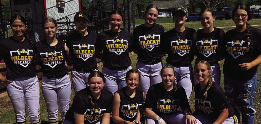 The Madill Softball team in May 2024 at the Sulphur Tournament. Photo (front row, l-r): Allyson Knight, Brooklyn Pruitt, Laila Pickens, Dahlia Marris. (back row, l-r): Arlette Andrade, Chloe Montes, Ana Pineda, Lauren Campbell, Ireland Groeber, Kaylee Moore, Andi Wallace, student team manager Skyler Tatum. Courtesy photo