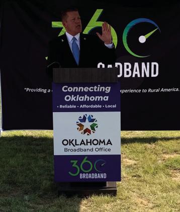 Broadband Office Executive Director Mike Sanders addresses the crowd at the ground-breaking ceremony. Courtesy photo