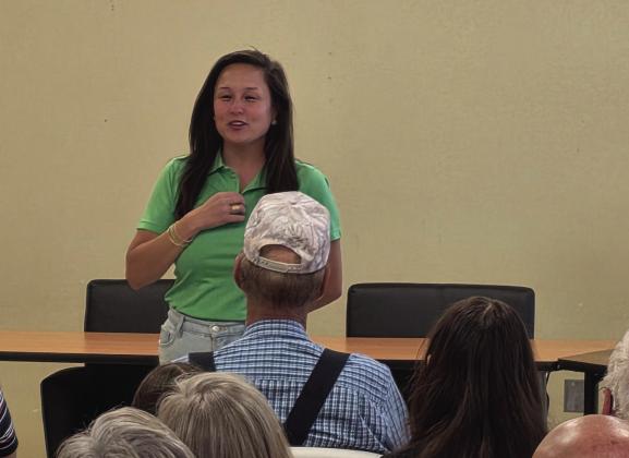 Democratic gubernatorial candidate Cyundi Munson answered questions from Marshall County residents. Charles White • The Madill Record