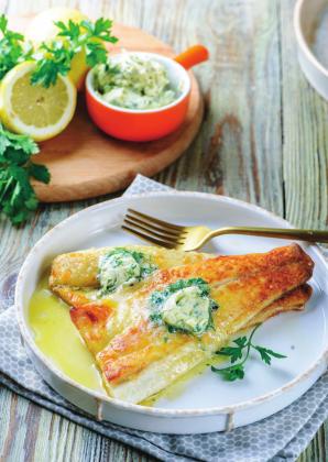 Bass with Lemon Herb Butter