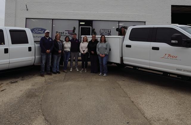 From left to right: Jerod Lyons, Woody Ford General Manager; Patti Sparlin, Vice President of HFMC; Kimberly Simmons, HFMC board member; Bill Simmons, HFMC board member; Jesse Pearce, J. Price Office Manager; Gwen Wilson, HFMC Director andAndrea Porterfield, JP Consultants Office Manager. Crystal Burnezky-Robertson • The Madill Record