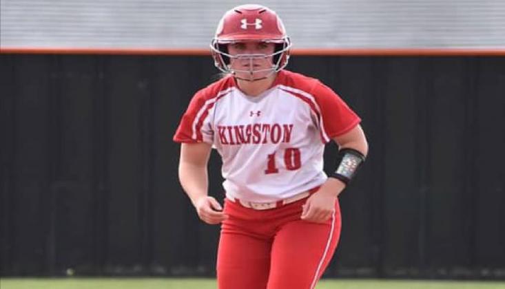 Senior Emi O’Steen, #10, runs the bases during the Kingston v. Lindsay game on September 17, 2020. The Lady Redskins won 11-3. T.J. Harkins