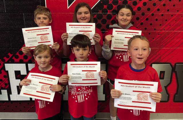 Kingston Elementary School March Students of the Month. Back row left to right, Daxton Stover, Madilyn Hawkins and Ragean Khoury. Front row left to right, Maggie Manion, Cylus Owens and Felix Morris. Courtesy photo