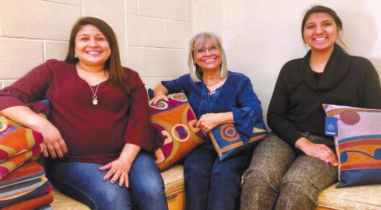 From left, Bethany McCord, Margaret Roach Wheeler and Taloa Underwood are the three Chickasaw women who brought Mahota Textiles from a concept to a successful business. Courtesy photo