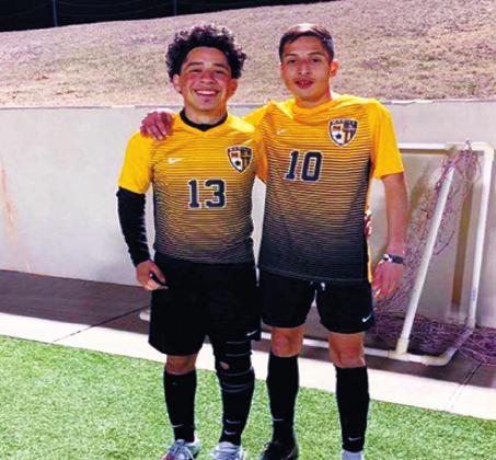 Francisco Perez, left, and Diego Ibarra, right, both signed on with FC Dallas; a soccer club that assists with college scholarships. Summer Bryant • The Madill Record