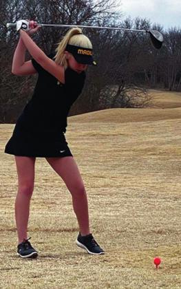 Kellani Lowe practicing her swing. Courtesy photo