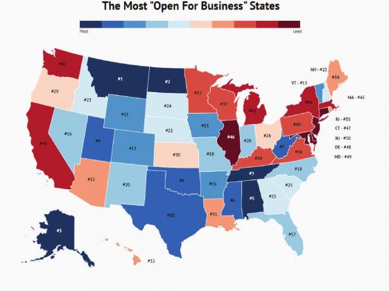 Oklahoma in the top ten of most open states