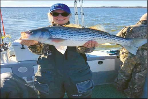 Courtesy pic Oklahoma’s cold winter months provide prime-time striper fishing, and Lake Texoma is the place to go, according to Amanda Hale. (via Facebook)