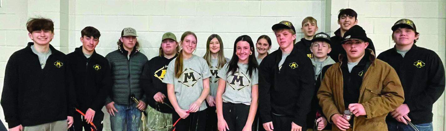 The Madill Archery Team took 4th place at the El Reno Archery Winter Warmup. Wyatt Evans shot a 282 for the boys and Logan Rushing shot a 261 for the girls. Courtesy photo