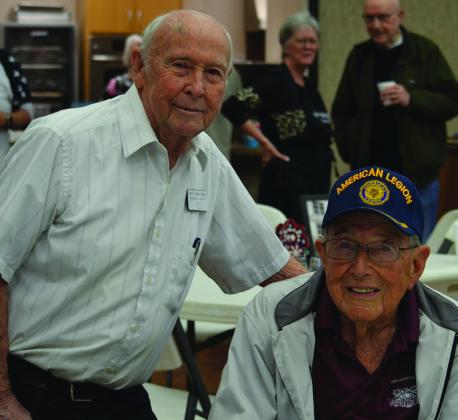 Veterans breakfast with Floyd Miller, right. Leslie Mowles • The Madill Record