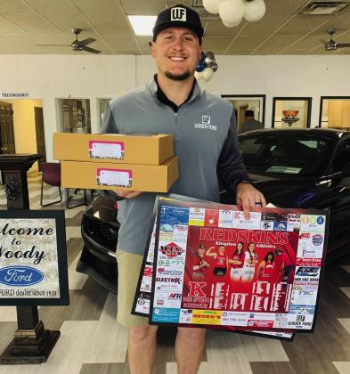 To show Woody Ford how much The Madill Record appreciates their business, they presented Woody Ford with baked goods from Sourdoe's Breads and Bakery. Leslie Mowles • The Madill Record