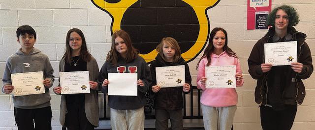 The January Madill Middle School Students of the Month areAlessa Parris and Edgar Ibarra, 6th grade; Jordan Hart and Wyatt Stidham, 7th grade; Shalyn Schneider and Christopher Harper, 8th grade. Courtesy photo
