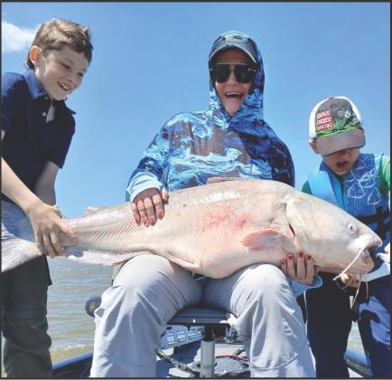 Sam and Ford Zinn reeled in a 50 lbs. blue catfish. Courtesy photo