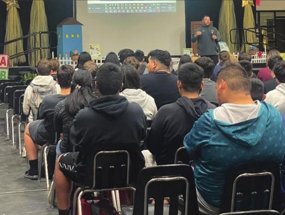 High School STEM teacher Josh Sisco presenting the STEM program to Madill students. Photo courtesy of Jamea Gilbert
