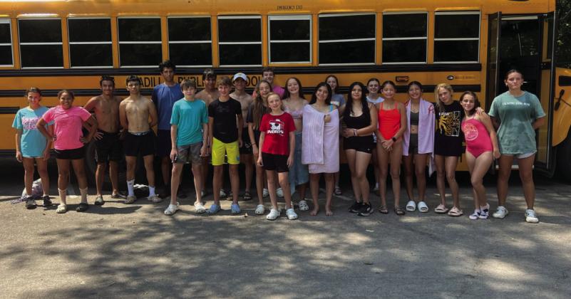Pictured above: The Madill Cross Country team went to Sulphur on August 5 to run the Sulphur trails. After practice, the young athletes had a cookout and swam. Pictured right: The Madill Cross Country team practices for their upcoming meets. Courtesy photos