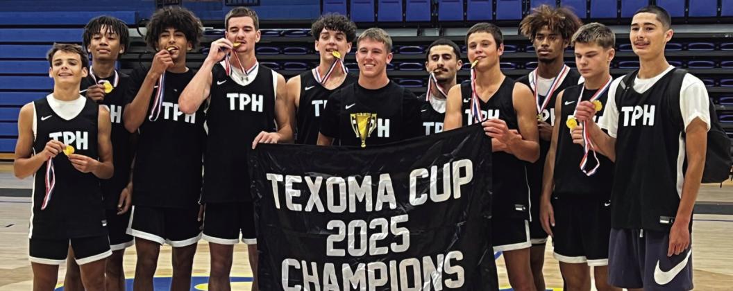 The Top Prospect Hoops competed in the Texoma Cup basketball tournament at Southeastern Oklahoma State University. They beat C4 Attack and won the championship title. Courtesy photo.