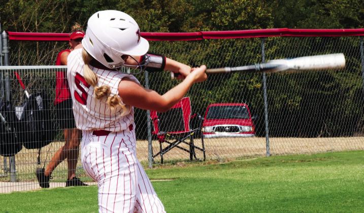 Emma Bridgeman takes a swing at a pitch during the Kingston vs. Frederick game. Courtesy photos