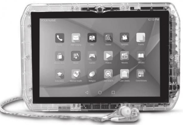 A Securus JP6S Tablet. Oklahoma prisoners will receive free tablets, which can be used to send text messages and download ebooks, through Securus this spring. Courtesy photo