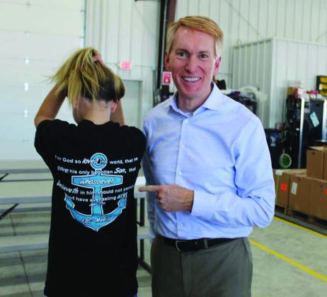 Senator Lankford zeroed in on Kimber Gentis's t-shirt because he was the Director of Youth Programming for over 15 years. Gwen Wilson