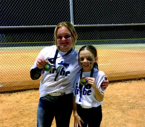 Leighton Clement and Aubry Orr, both Madill 5th graders, won the championship at the 10U MCSA Season Opener at Buck Thomas Park in Moore, Okla. They play for the Ok Tribe 2K12. Courtesy photo