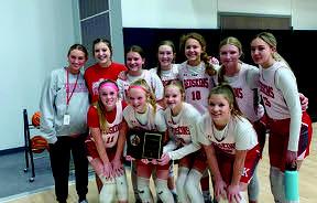 The KMS 7th grade girls and Coach Katie Summers after the LCC Championship win over Comanche on February 11. Courtesy photo