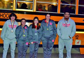 The KHS Powerlifting teams attended the Bethel Powerlifting meet on February 10. Pictured left to right: Dawson Holder with 3rd place, Elly Holder with 1st place, Joie Mize with 2nd place, AJ Stepp with 1st place and Adrian Sloan with 5th place. Courtesy photo