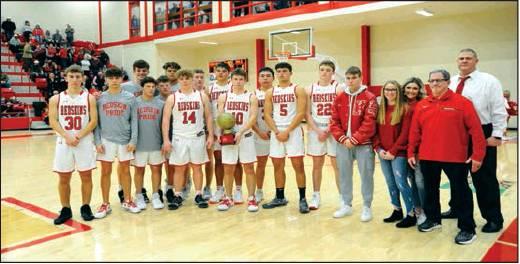 Crockett Uber • For The Madill Record The Kingston boys basketball team poses with their runner-up trophy from the 2020 New Year’s Classic.