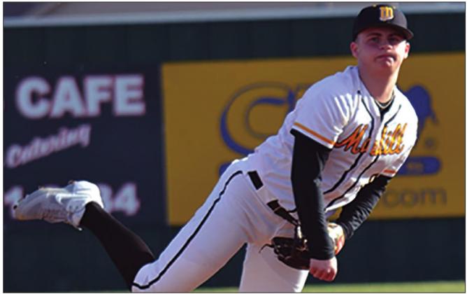 Ty Rushing was out for some time due to an injury. He came back blazing with eight consecutive strike outs on his first time back on the mound. Summer Bryant • The Madill Record