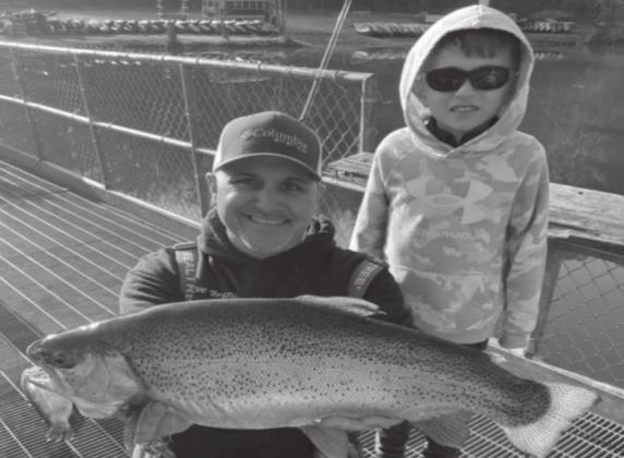 Dru caught a massive rainbow last week! It measured 24 inches long and 6 1/2 lbs. He caught this monster in 10 ft of water while fishing with Broken Bow Trout Guide Steve Branson at the Lower Mountain Fork Trout Fishery. Courtesy photo