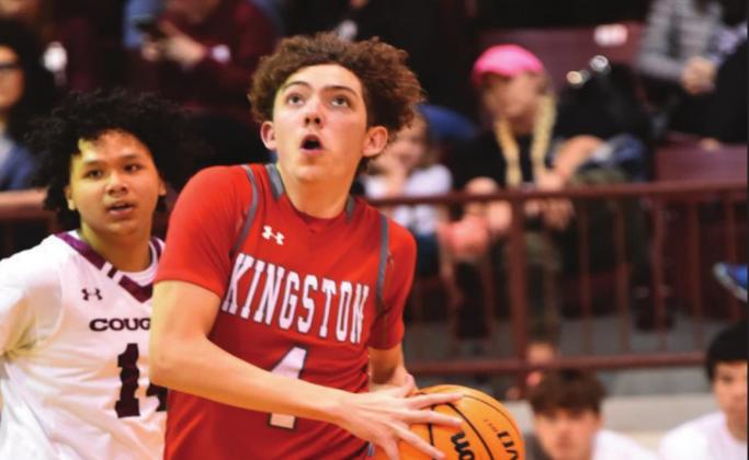 Crockett Uber Senior Hayden McKinney runs down the court during the Kingston and Ada game on December 3.