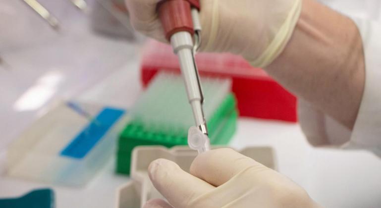 Samples are prepared for coronavirus testing at IMMY lab in Norman on April 2. Courtesy Photo