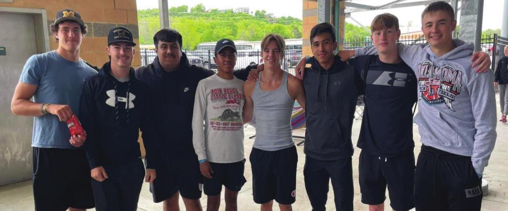 The Madill Boys Track Team competed in the State Track Meet on May 6 and 7, 2022. Freshman Eli Vinson placed 3rd in the Pole Vault event and junior River Shaw placed 6th in the Shot Put event. Summer Bryant • The Madill Record