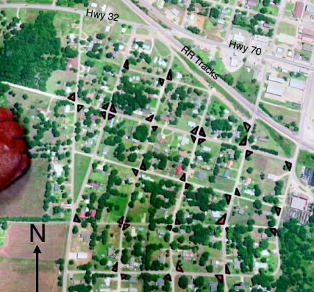 The map above shows the locations of the new and recently relocated stop signs. Courtesy photo