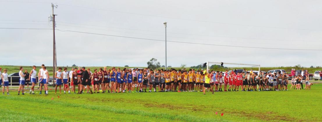 In a photo from the 2019 Madill Catrun at Clint Williams Soccer Field in Madill, cross country runners line up for the start of their race. High school sports across Oklahoma were cancelled through the end of the 2019-2020 school year due to the COVID-19 pandemic March 17. Athletes and coaches around the state are waiting on approval to return to school facilities to begin summer activities. Matt Caban • Madill Record