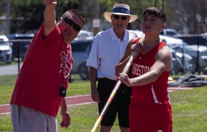 Steven Moreno is getting coached by Coach Jones Jones while Clyde Jones looks on. Courtesy photo