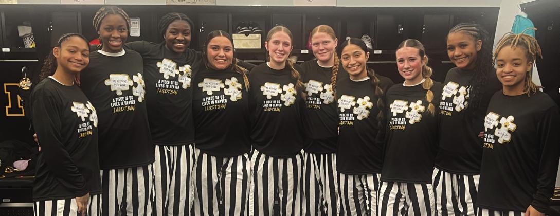 The Madill Lady Cats beat Sulphur and Calera. They are pictured wearing their Brandon Jacks memorial t-shirts. Courtesy photos