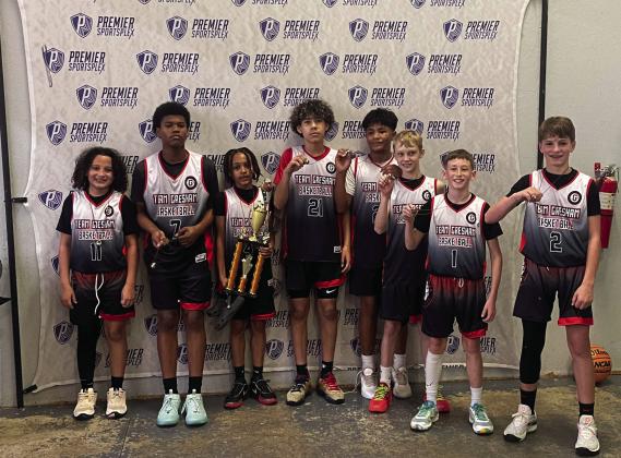 Team Gresham were the Courtside Hoops Winter Finals winner. They went 5-0 in the 6th grade division. Five of the eight players are from Madill. From left to right: Zhadyn Anderson, JaTavion Shannon, Taylen Smith, Emiliano Bautista, Marquis Ibarra, Brantley Eppler, Rylan Stuckey and Kamden Martin. Courtesy photo