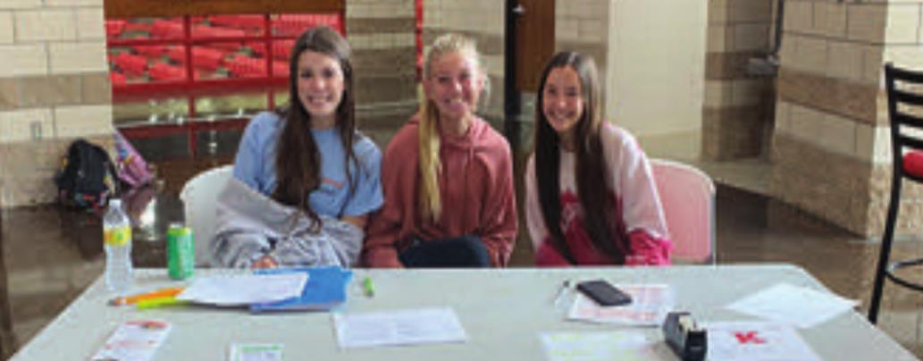 Kingston Student Council members helping the front desk for the blood drive. Pictured left to right - Violet Morton, Emily Bellettini, Lanie French. Gary Jackson