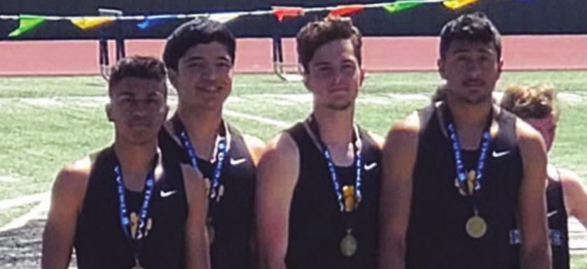 Madill boys, Anthony Sanchez, Gael Salinas, Brodie Tull and Miguel Duran, placed fi fth at State for the 4x800 relay. Courtesy photo