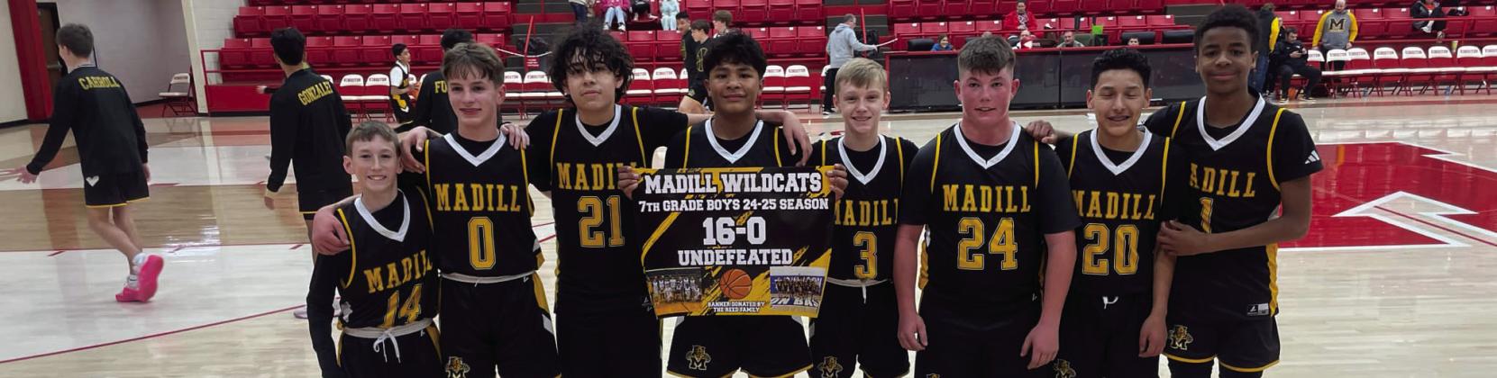 The Madill Middle School 7th grade boys basektball team had undefeated season with a record of 16-0. Courtesy photos
