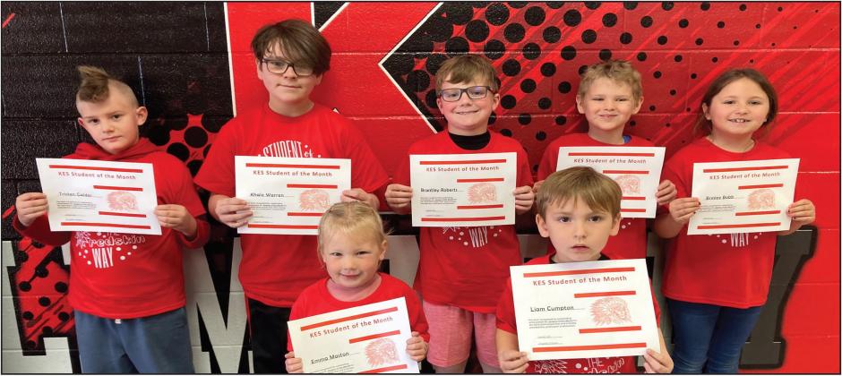 The Kingston Elementary Students of the Month are: Back row, left to right: TristenCalder, Khale Warren, Brantley Roberts, Quade Louthan and Brinlee Bobb; front row left to right: Emma Maston and Liam Cumpton. Courtesy photo