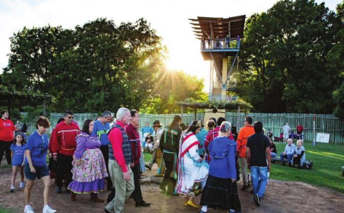 Chickasaws take part in a Stomp Dance during Cultural Evening at the Chickasaw Cultural Center in this fi le photo. Courtesy photo