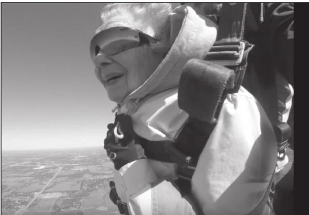 97-year-old Lois Colaw took a leap of faith by skydiving for the first time in March. She plans to continue to skydive until she is 102. Courtesy photo