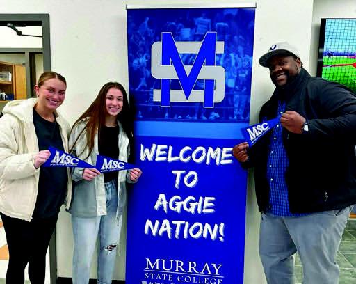 Murray State College rolled out the blue and red carpet for current point guard and KHS senior Olivia Quapaw. She was joined by MSC and KHS Alumni Coach Katie Caraway Summers. Courtesy Photo