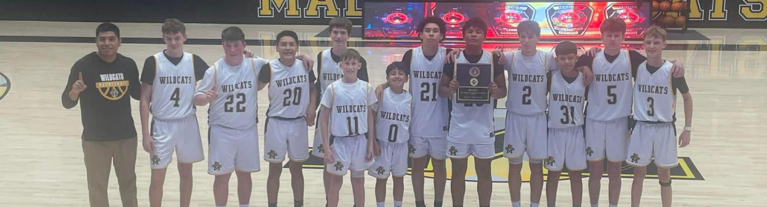 Pictured above: The MMS 8th grade boys team were the champions of the Madill Basketball Tournament and the Kingston Basketball Tournament. Pictured below: The MMS 8th grade girls basketball team won the Madill Basketball Tournament. Courtesy photos