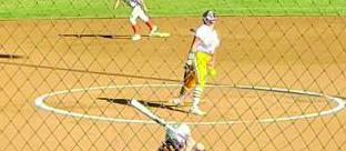 Courtesy photo Maryn Mancini pitches to a Valliant Bulldog during the Durant softball tournament on September 15.
