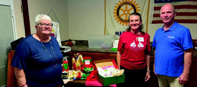 Linda Bradshaw from Operation Christmas Child spoke at the Rotary Club of Madill meeting, explaining the power of a simple gift. Courtesy photo