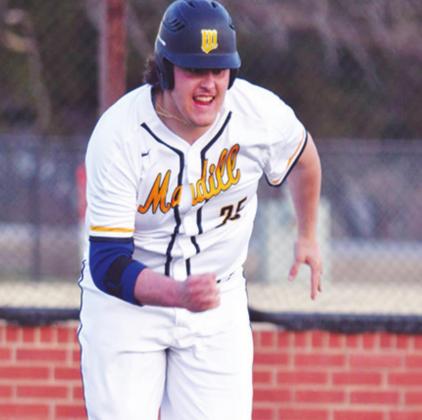 Griffon Williams runs the bases. Summer Bryant • The Madill Record