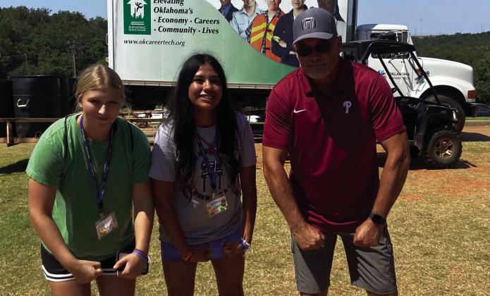 Two KHS students attended the 52nd Annual Oklahoma FFA Leadership Camp. From left to right: Ella Weaver, Yoseline Huerta and Advisor Chris McGowan. Courtesy photo
