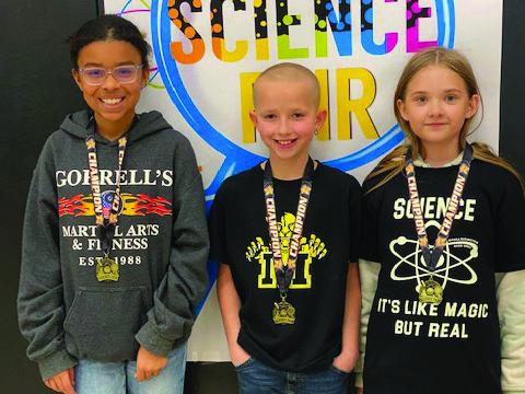 4th grade - Logan Shepard, 1st place; Morrigan Drockton, 2nd place; Mikaya Boles, 3rd place. Courtesy photo